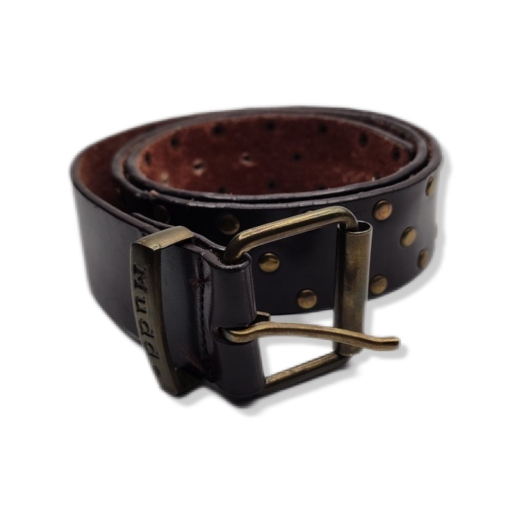 Vintage Y2K Boho Western Gold Studded Genuine Leather Belt L